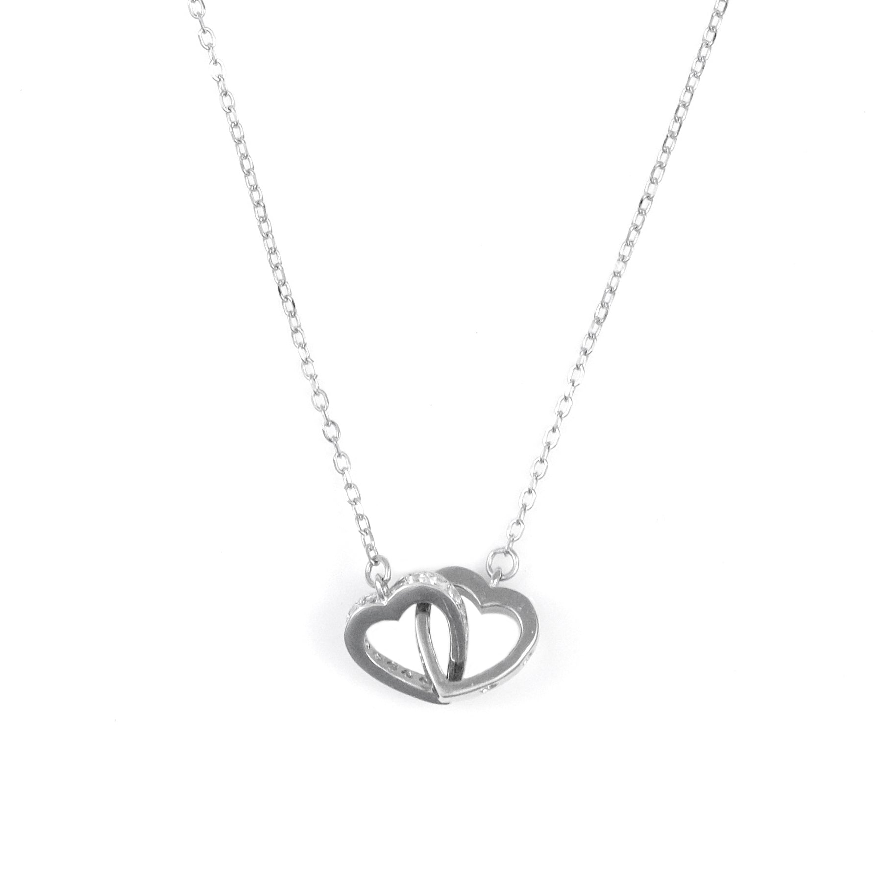 Silver Double Heart Pendant chain set