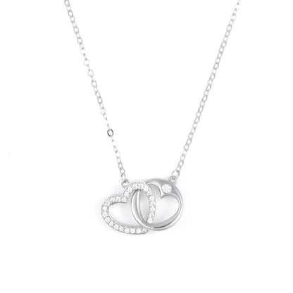 Silver  Interlocking Heart Pendant Chain Set