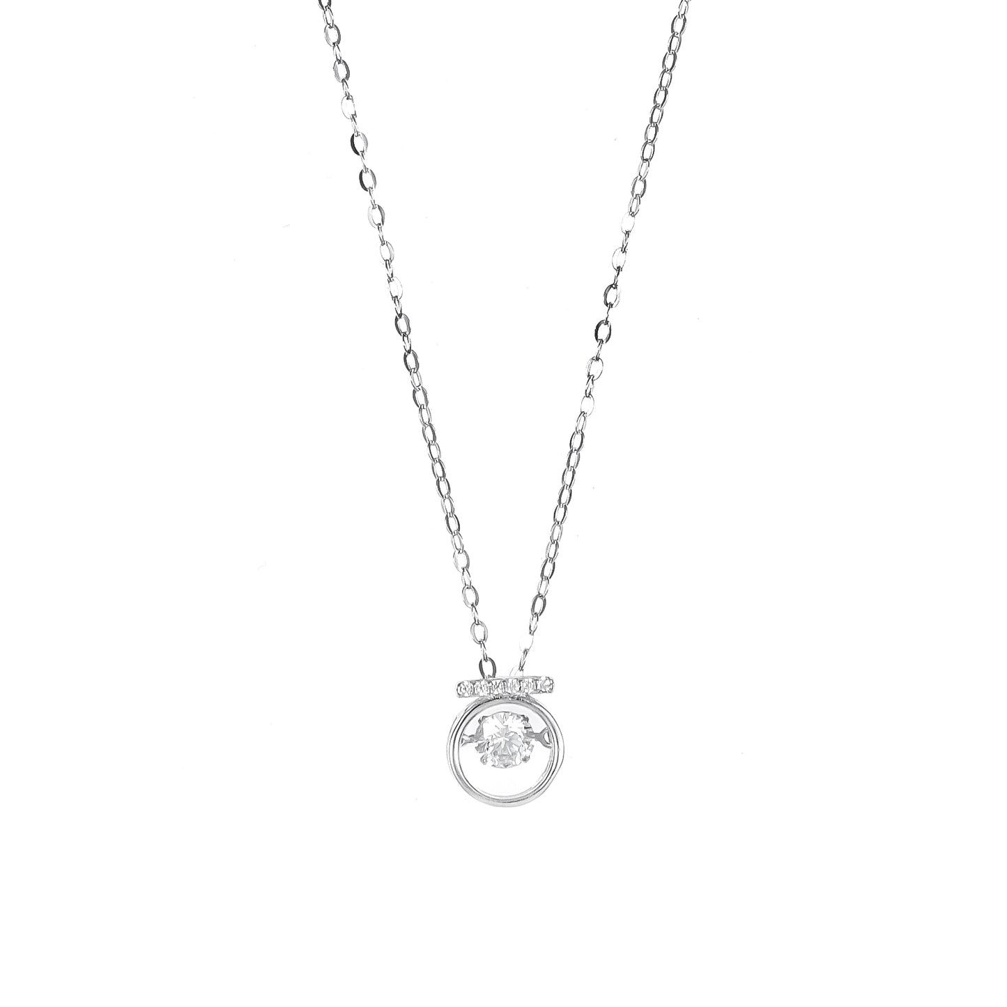 Silver Dancing Solitaire Pendant Chain Set for Women | Elegant Silver Necklace
