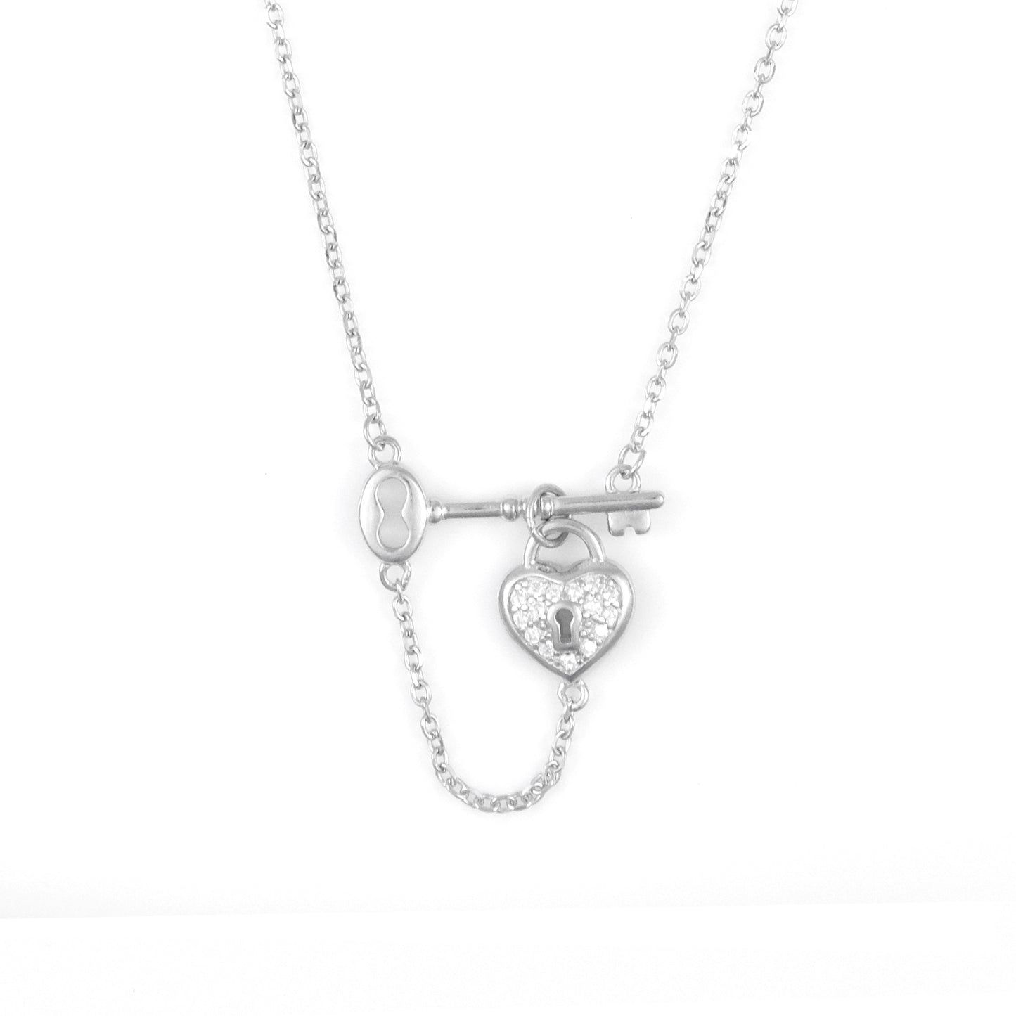 Silver Lock & Keychain Pendant chain set
