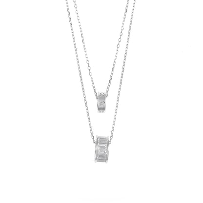 Silver Double Ring Chain Pendant Set for Women | Elegant Silver Necklace