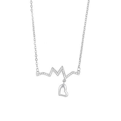 Silver Heartbeat Pendant Chain Set for Women | Elegant Silver Necklace