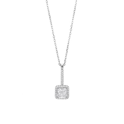 Silver Solitaire Cube Pendant chain set