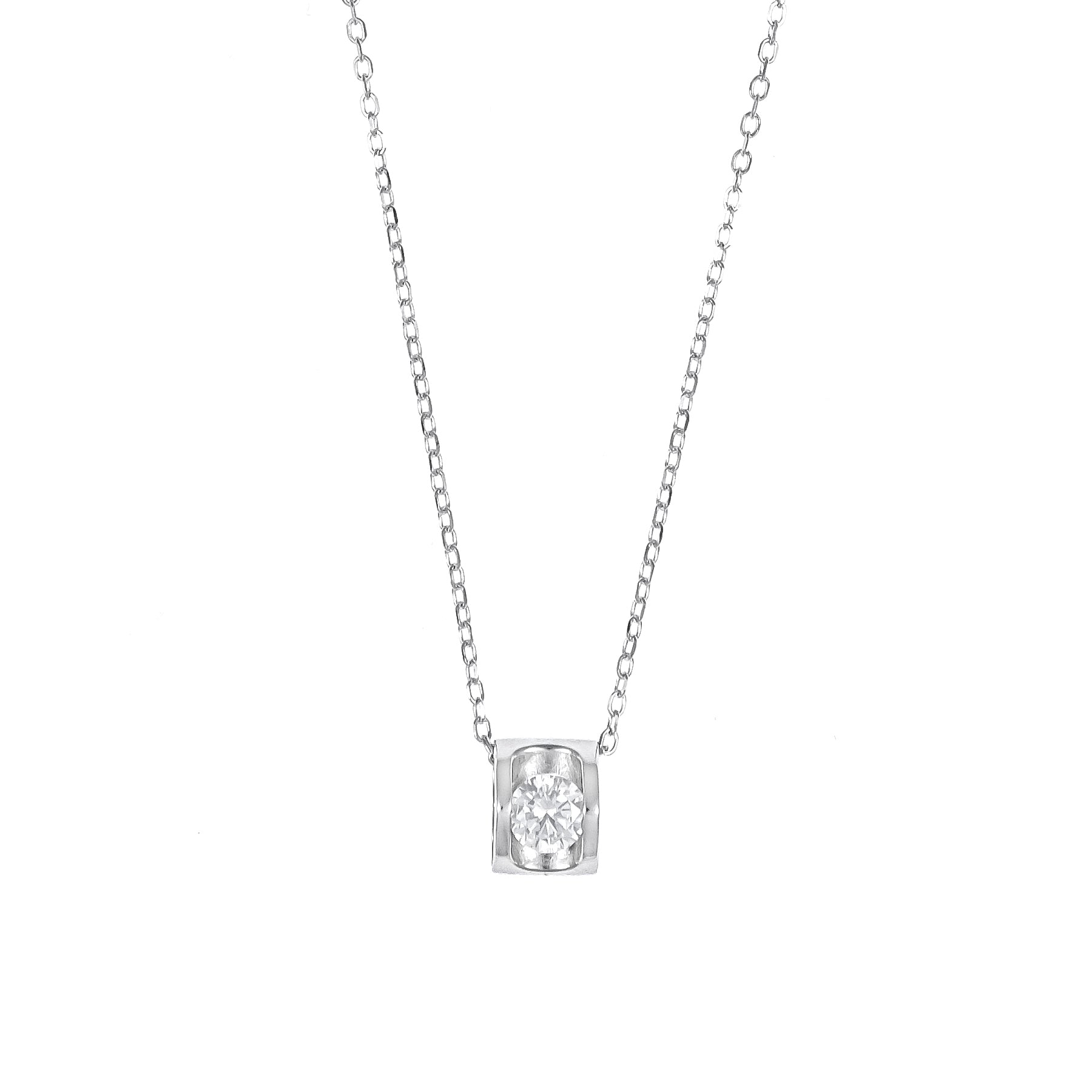Silver Dancing Solitaire set with chain