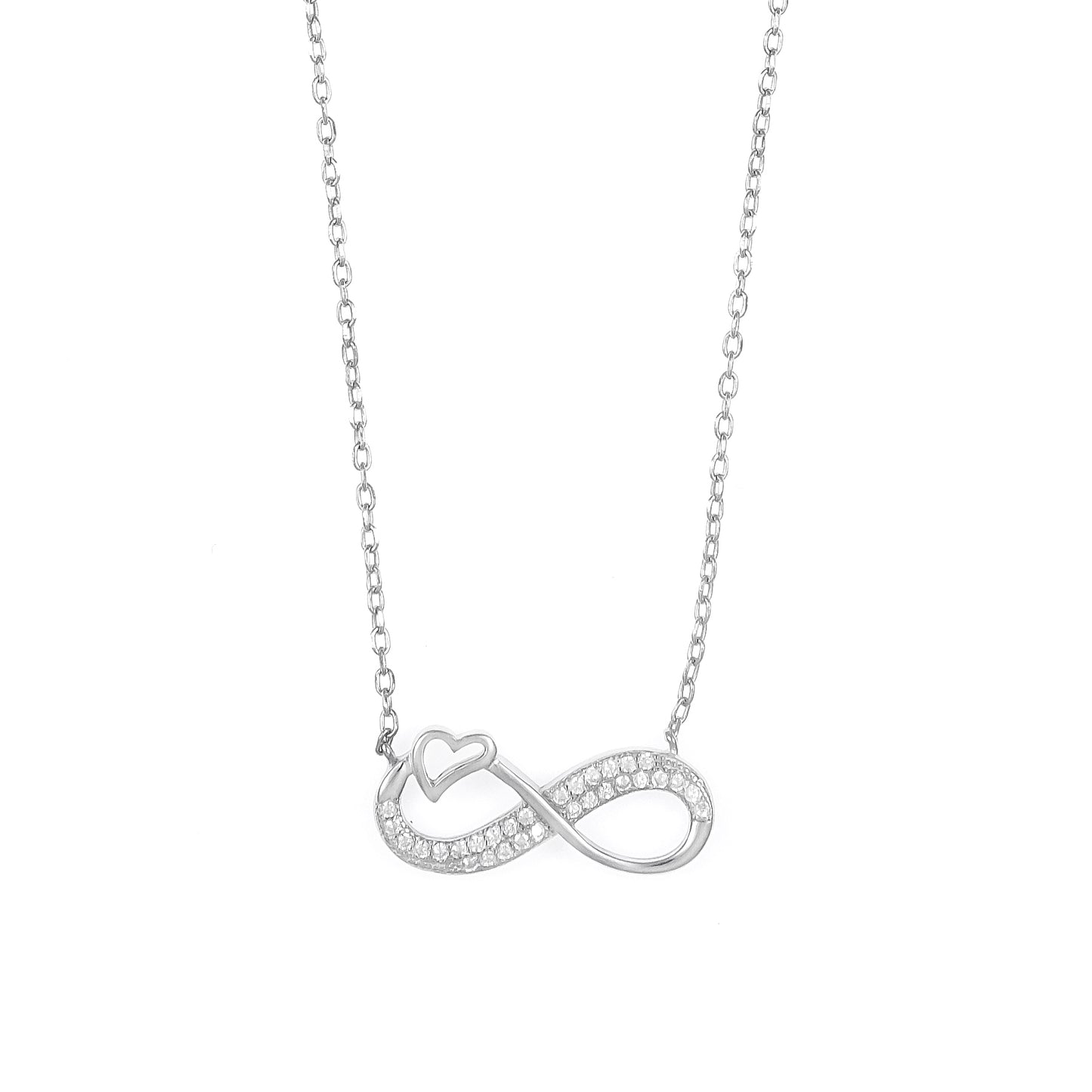 Silver Heart Infinity Pendant Chain Set for Women | Elegant Silver Necklace