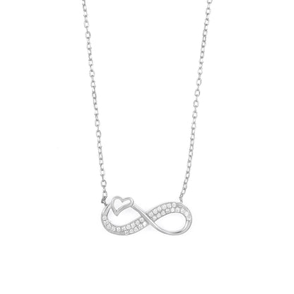 Silver Heart Infinity Pendant Chain Set for Women | Elegant Silver Necklace