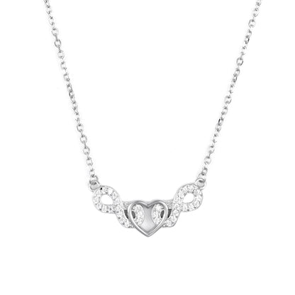 Silver Infinity Heart Chain Pendant Set