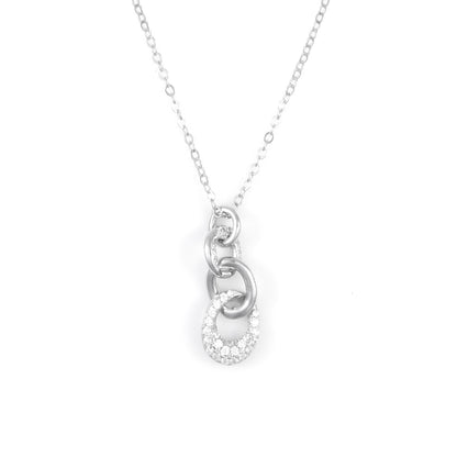 Silver 4 Interlocking Ring Pendant Chain Set
