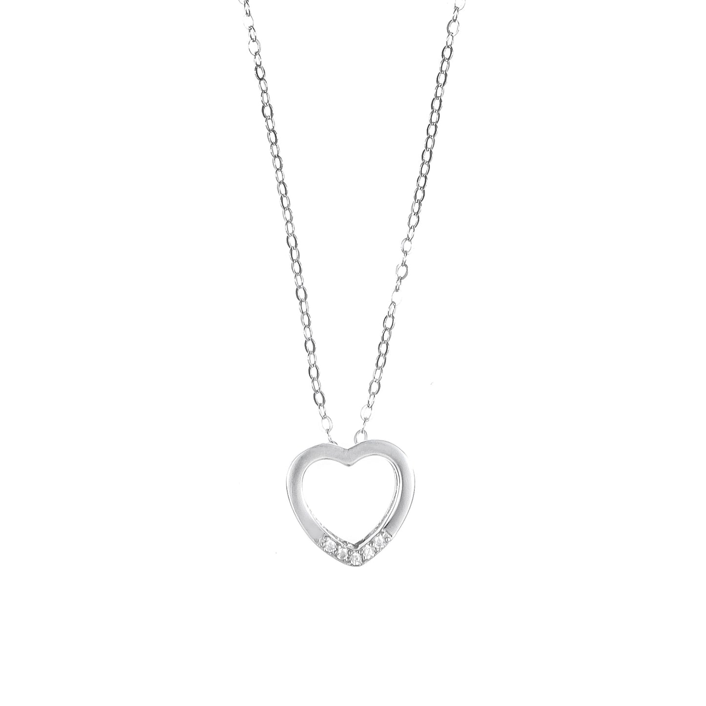 Silver Heart Pendant chain set