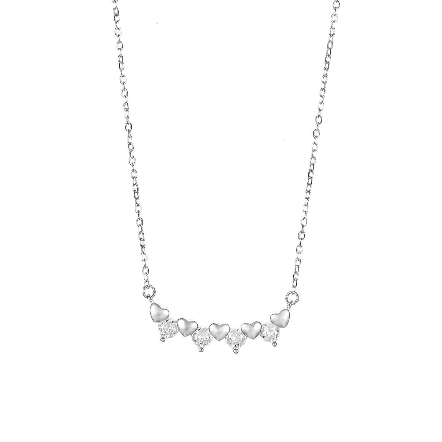 Silver Heart Pendant chain set