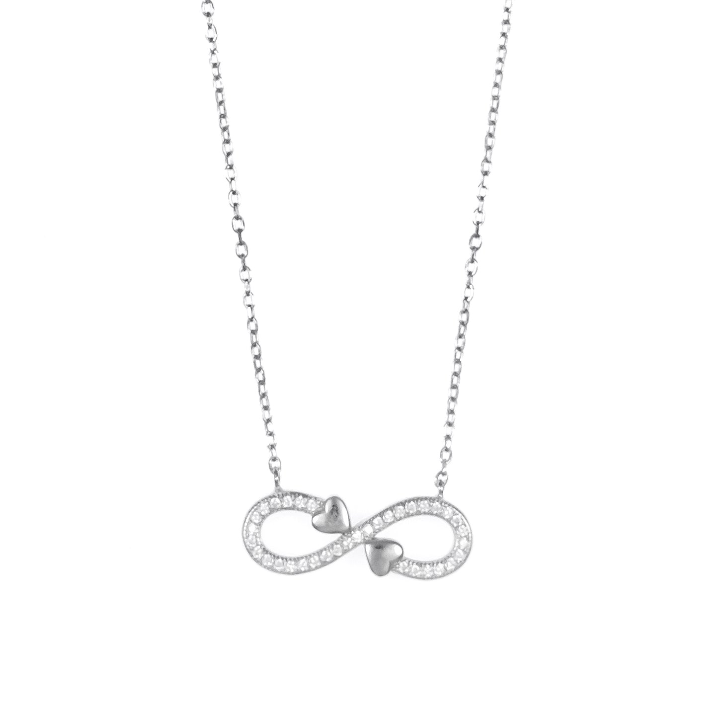 Silver Double Heart Infinity Pendant Chain Set for Women | Elegant Silver Necklace