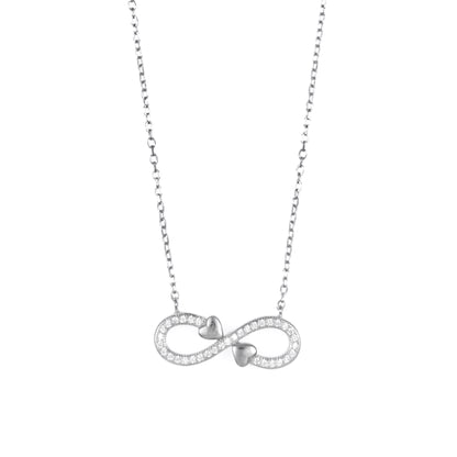 Silver Double Heart Infinity Pendant Chain Set for Women | Elegant Silver Necklace