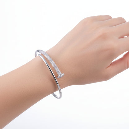 92.5 Sterling Silver Cute Bangle Bracelet for Women | Minimal Elegant Design