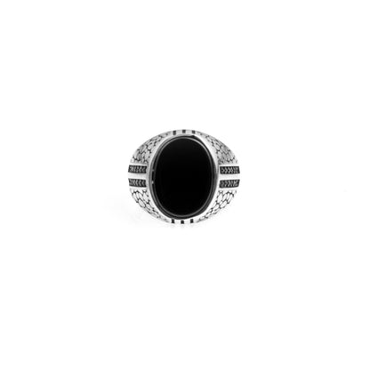 92.5 Silver Black Stone Ring