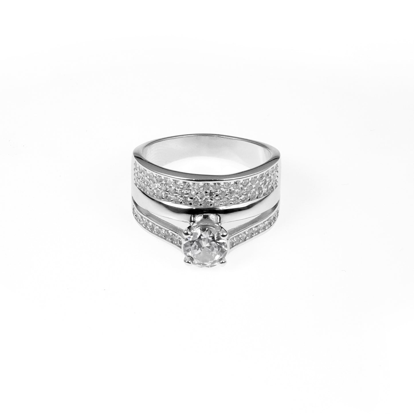 92.5 Sterling Silver Engagement ring & Matching  wedding band