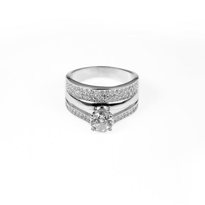 92.5 Sterling Silver Engagement ring & Matching  wedding band