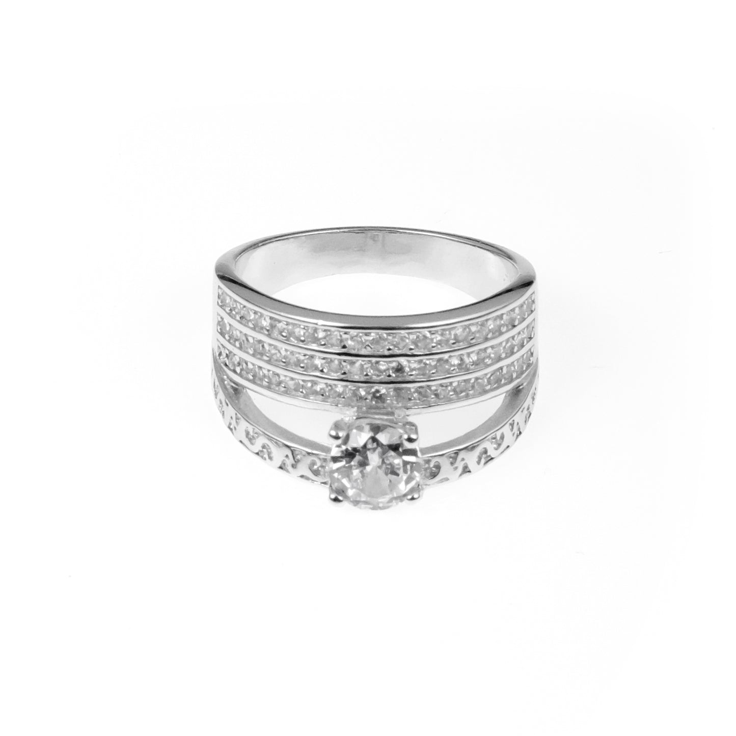 92.5 Sterling Silver Engagement ring & Matching  wedding band