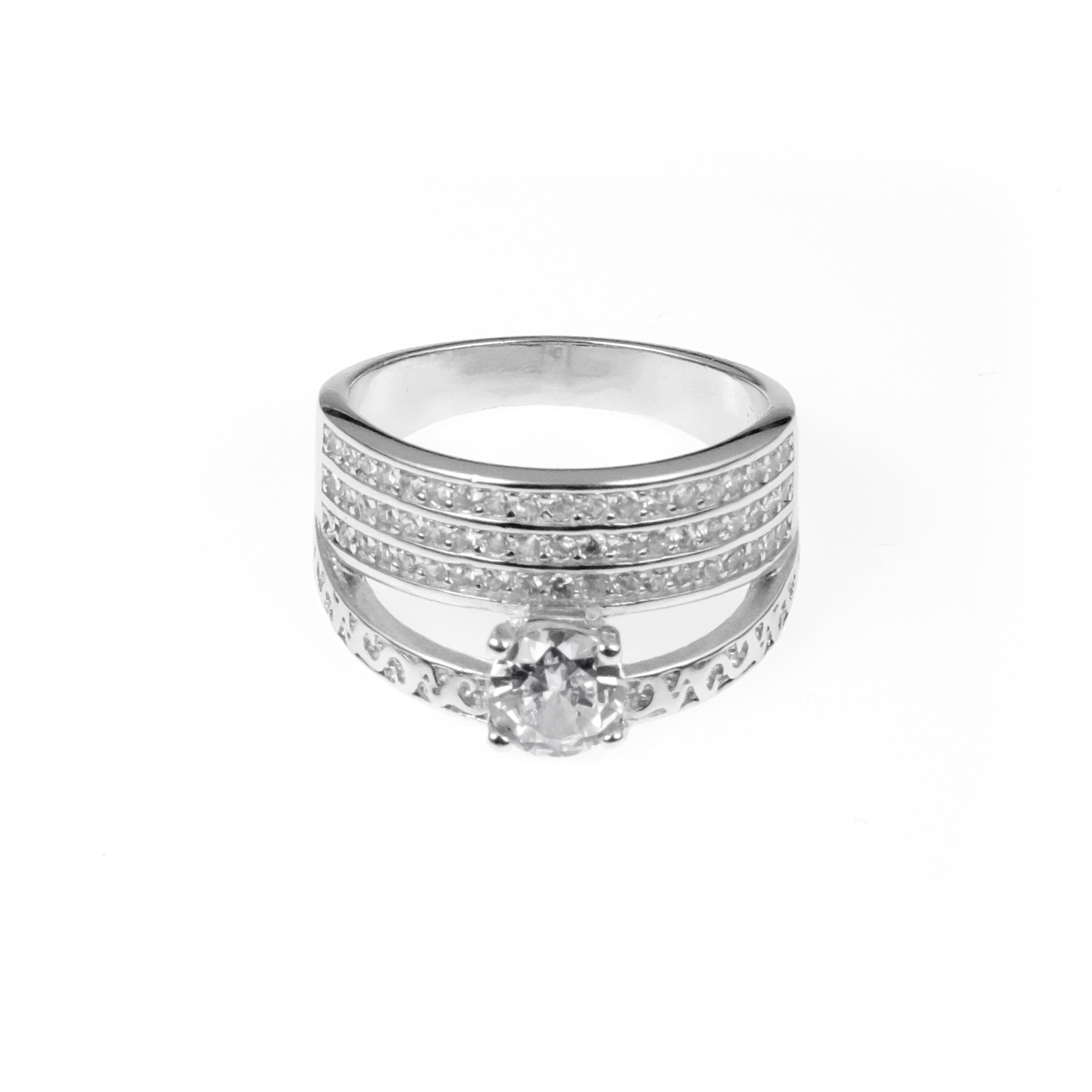 92.5 Sterling Silver Engagement ring & Matching  wedding band