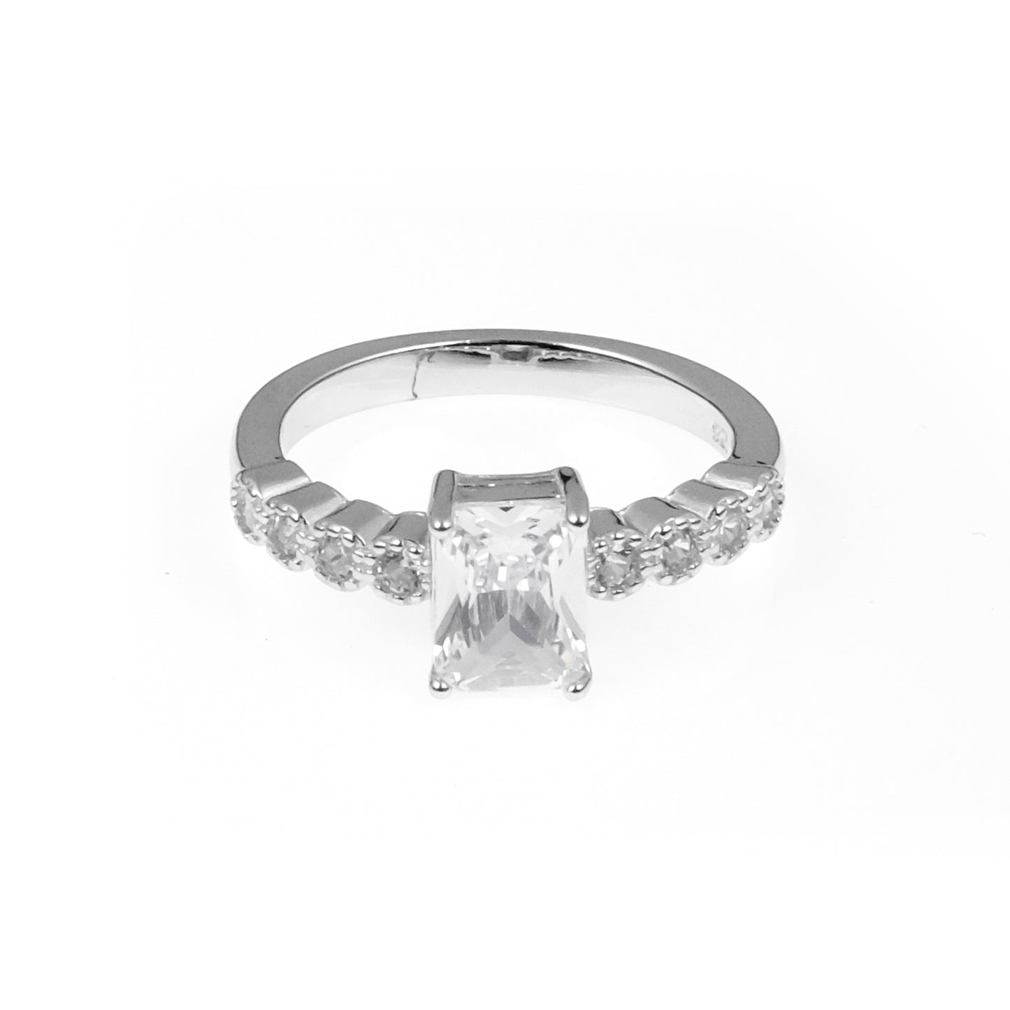 92.5 Sterling Silver Single rectangle Stone ladice  Ring
