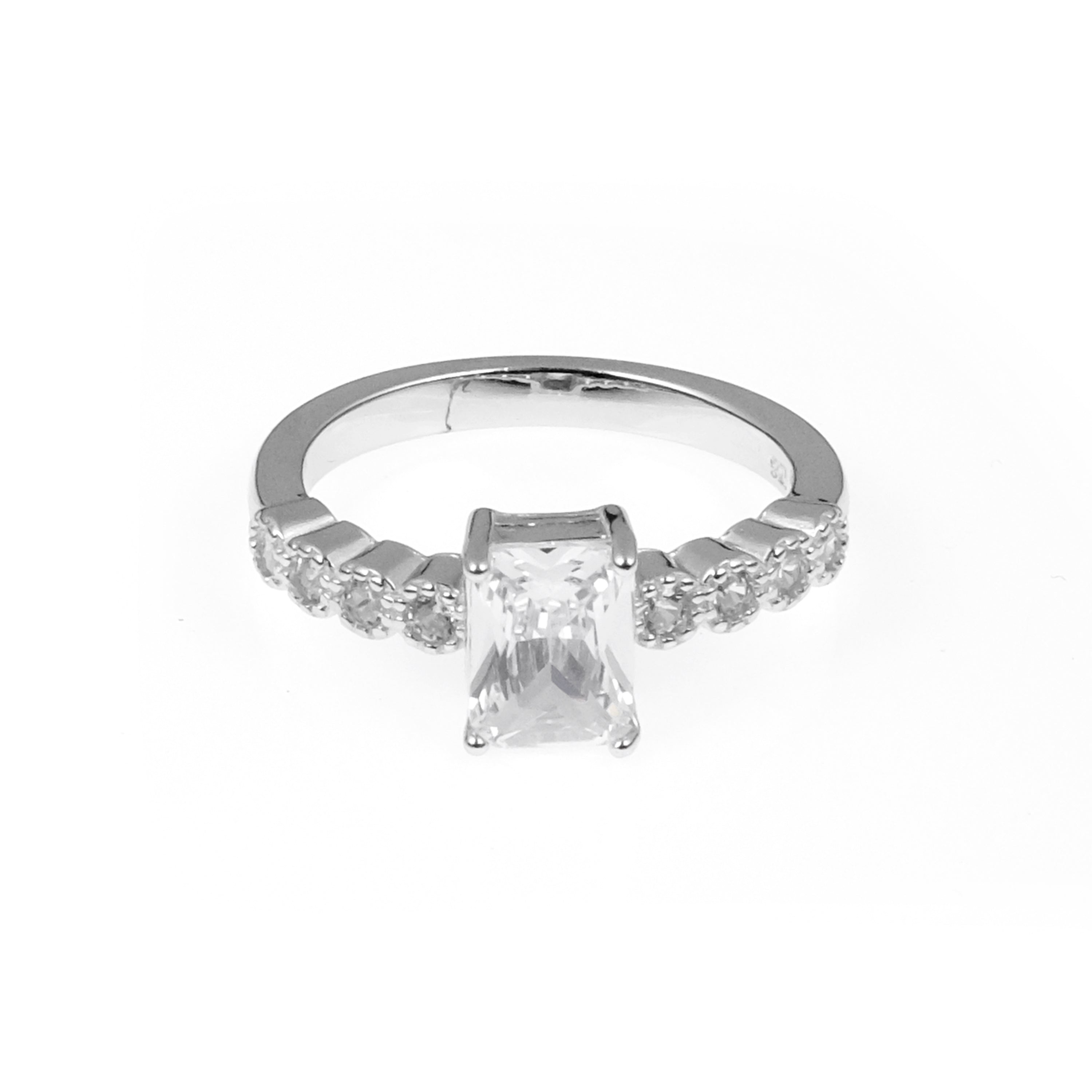 92.5 Sterling Silver Single rectangle Stone ladice  Ring
