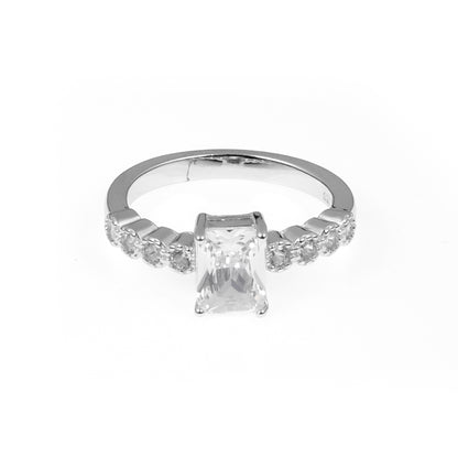 92.5 Sterling Silver Single rectangle Stone ladice  Ring