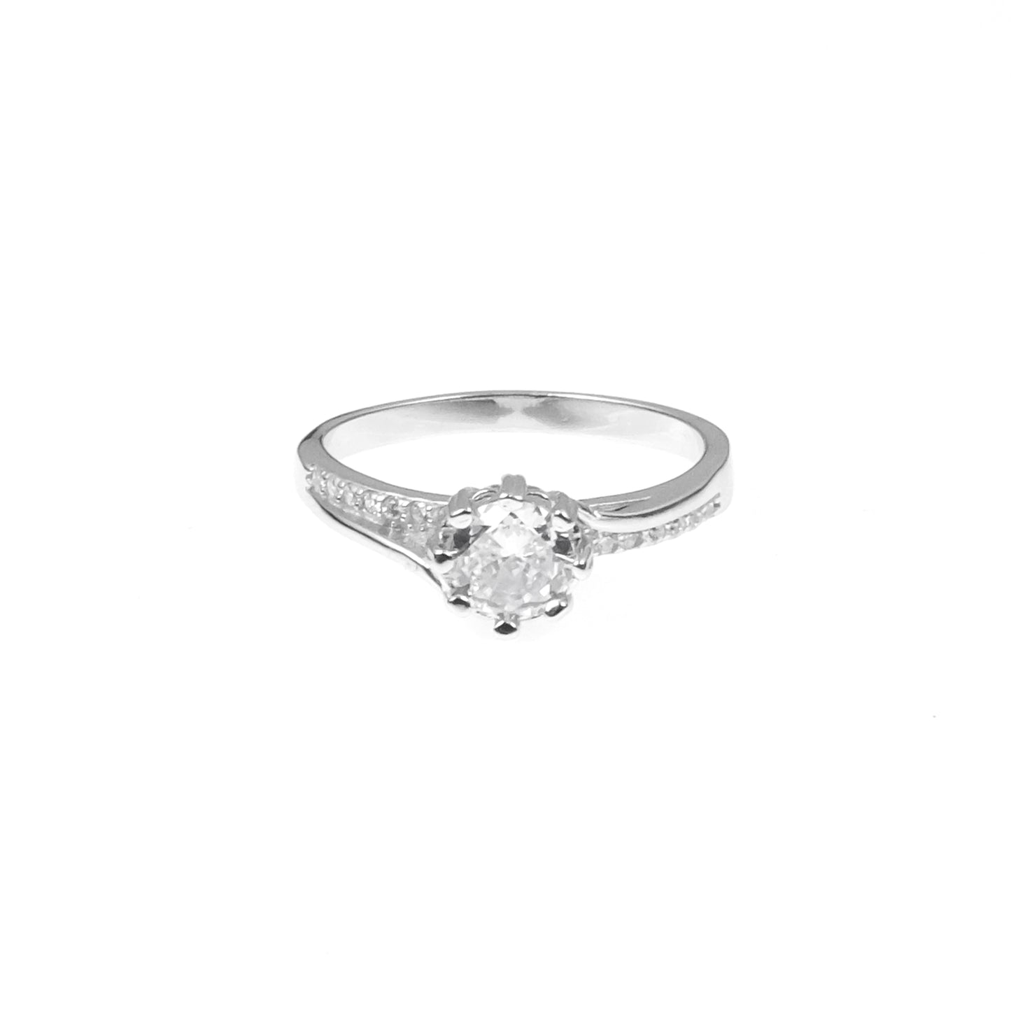 92.5 Sterling Silver Single Solitaire ladice Ring