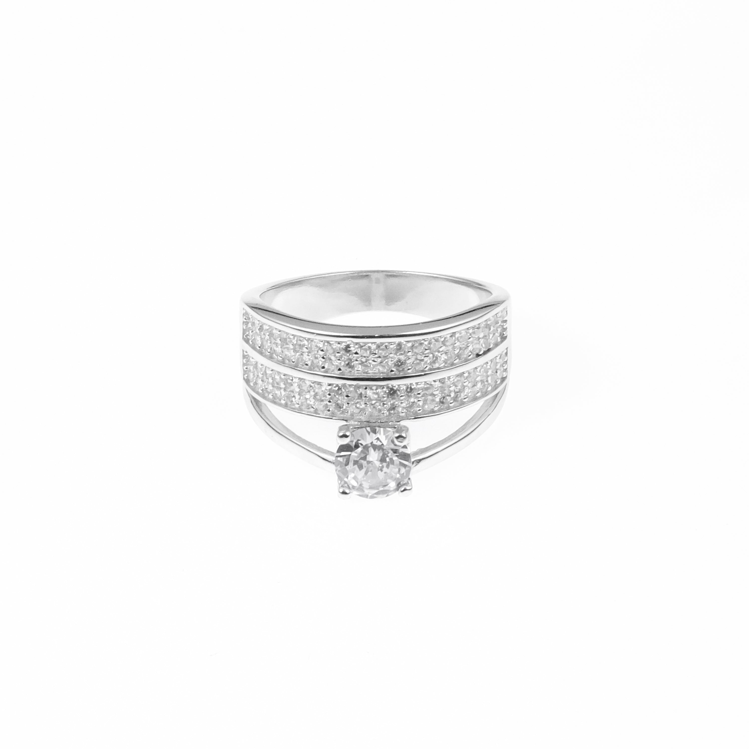 92.5 Sterling Silver Engagement ring & Matching  wedding band