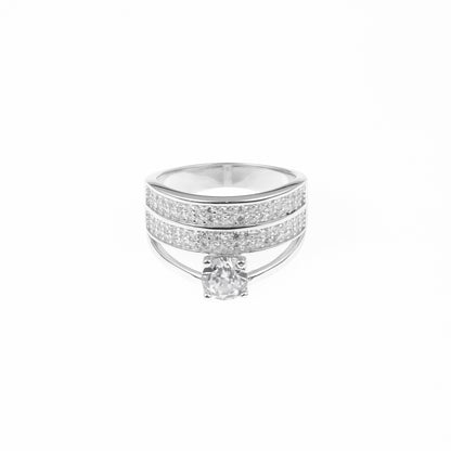 92.5 Sterling Silver Engagement ring & Matching  wedding band