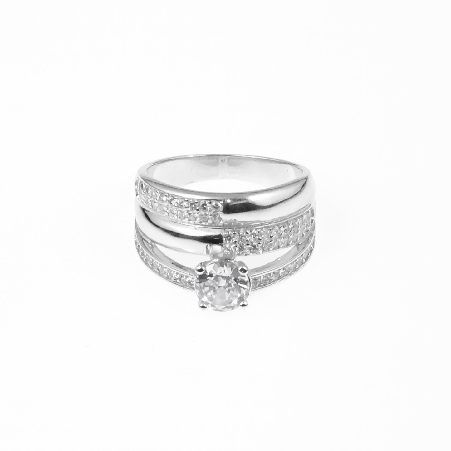 92.5 Sterling Silver Single Stone ladice 3 in 1 Ring