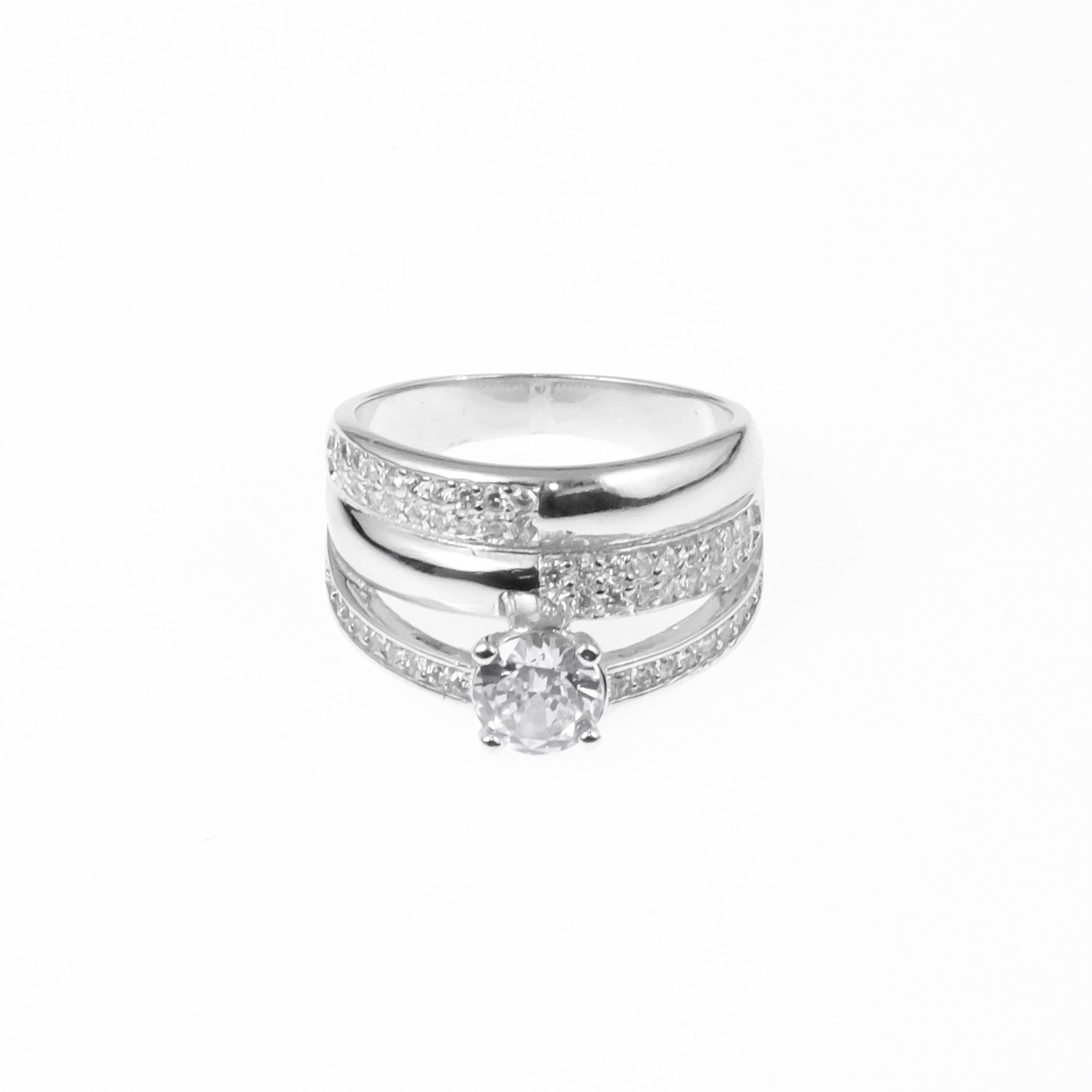 92.5 Sterling Silver Single Stone ladice 3 in 1 Ring