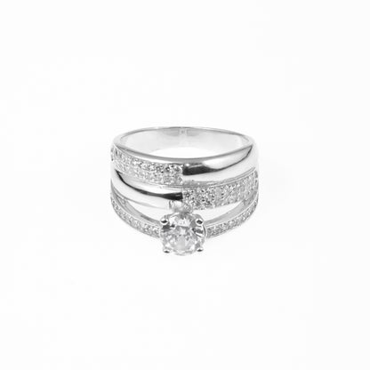 92.5 Sterling Silver Single Stone ladice 3 in 1 Ring