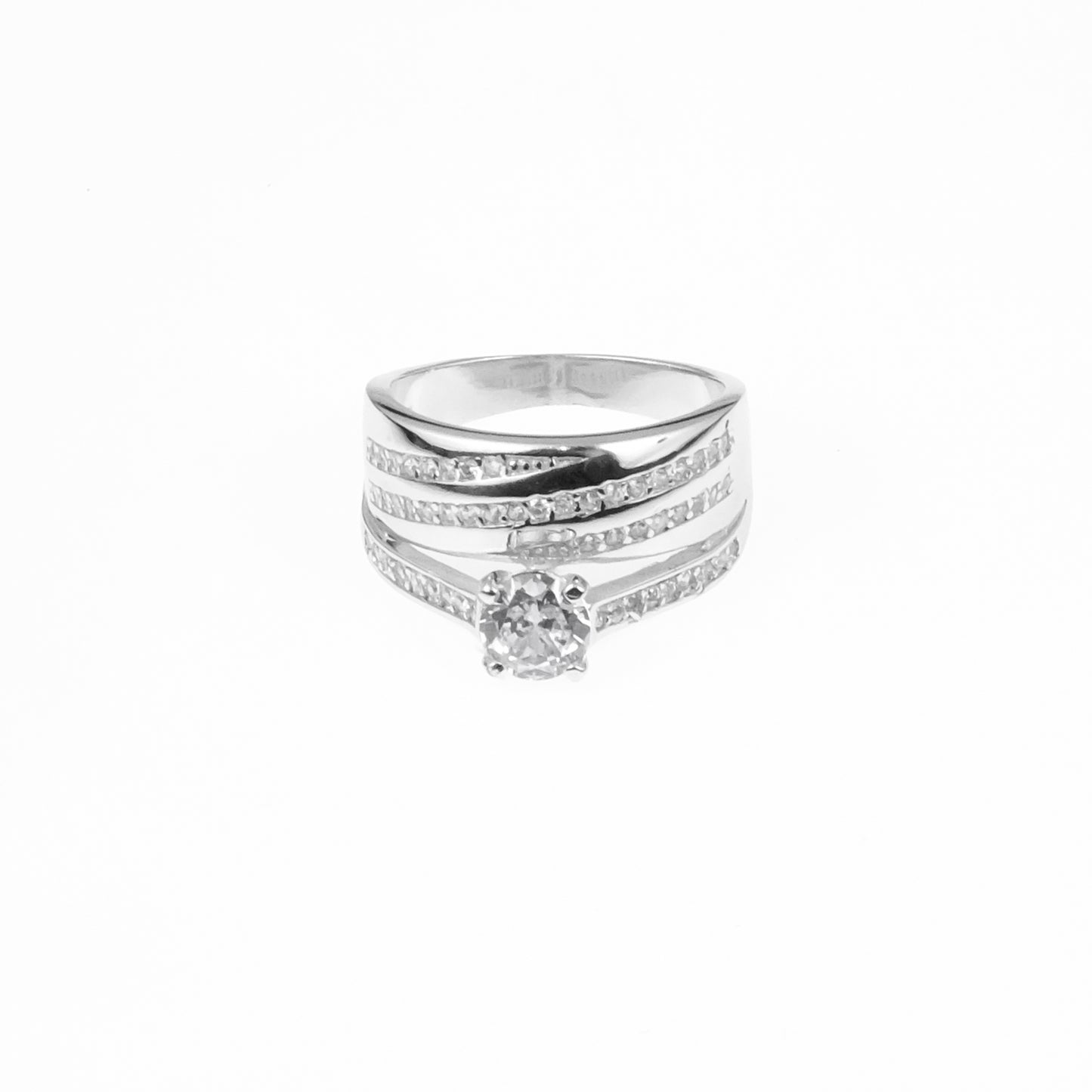 92.5 Sterling Silver Engagement ring & Matching  wedding band