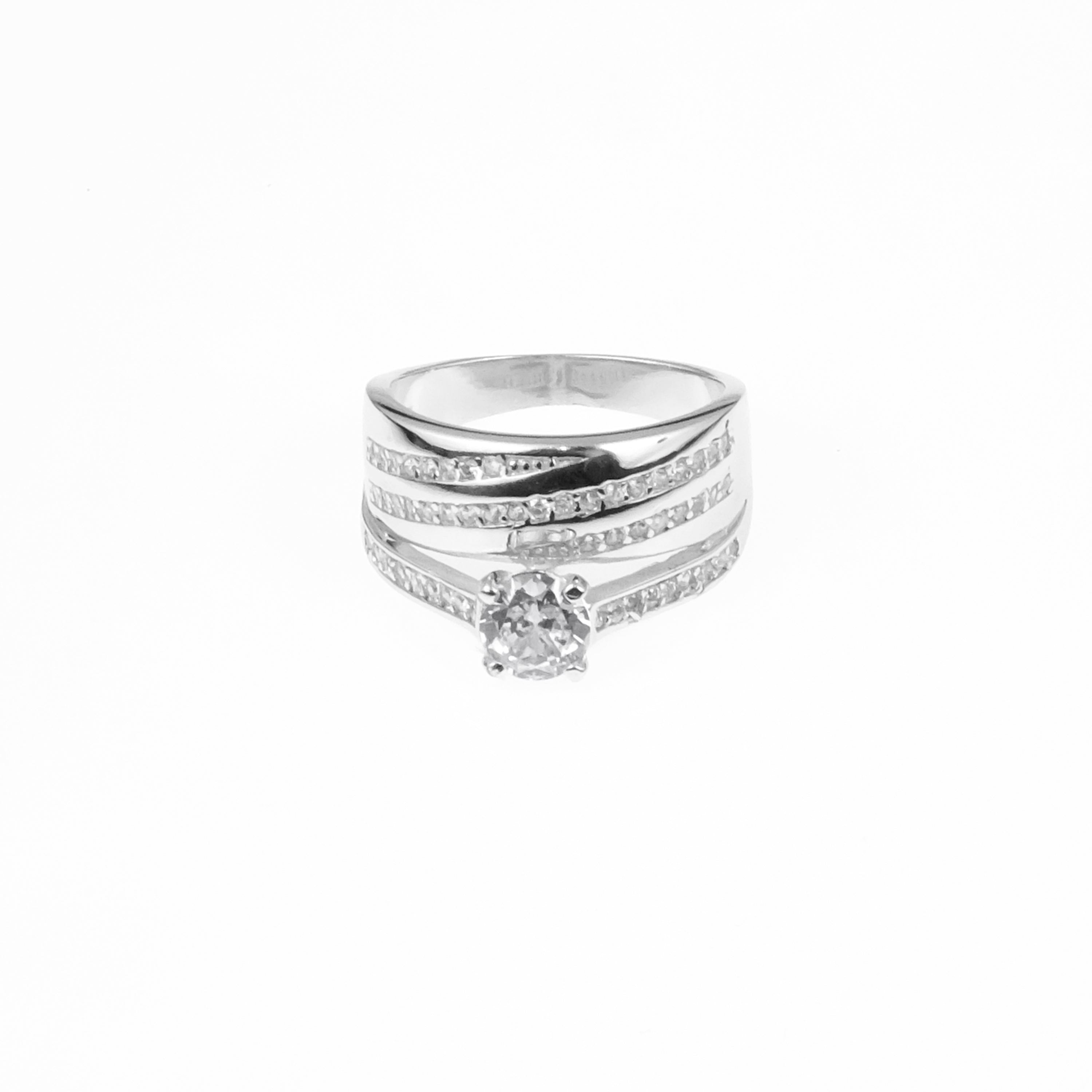 92.5 Sterling Silver Engagement ring & Matching  wedding band