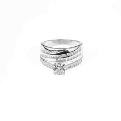 92.5 Sterling Silver Engagement ring & Matching  wedding band