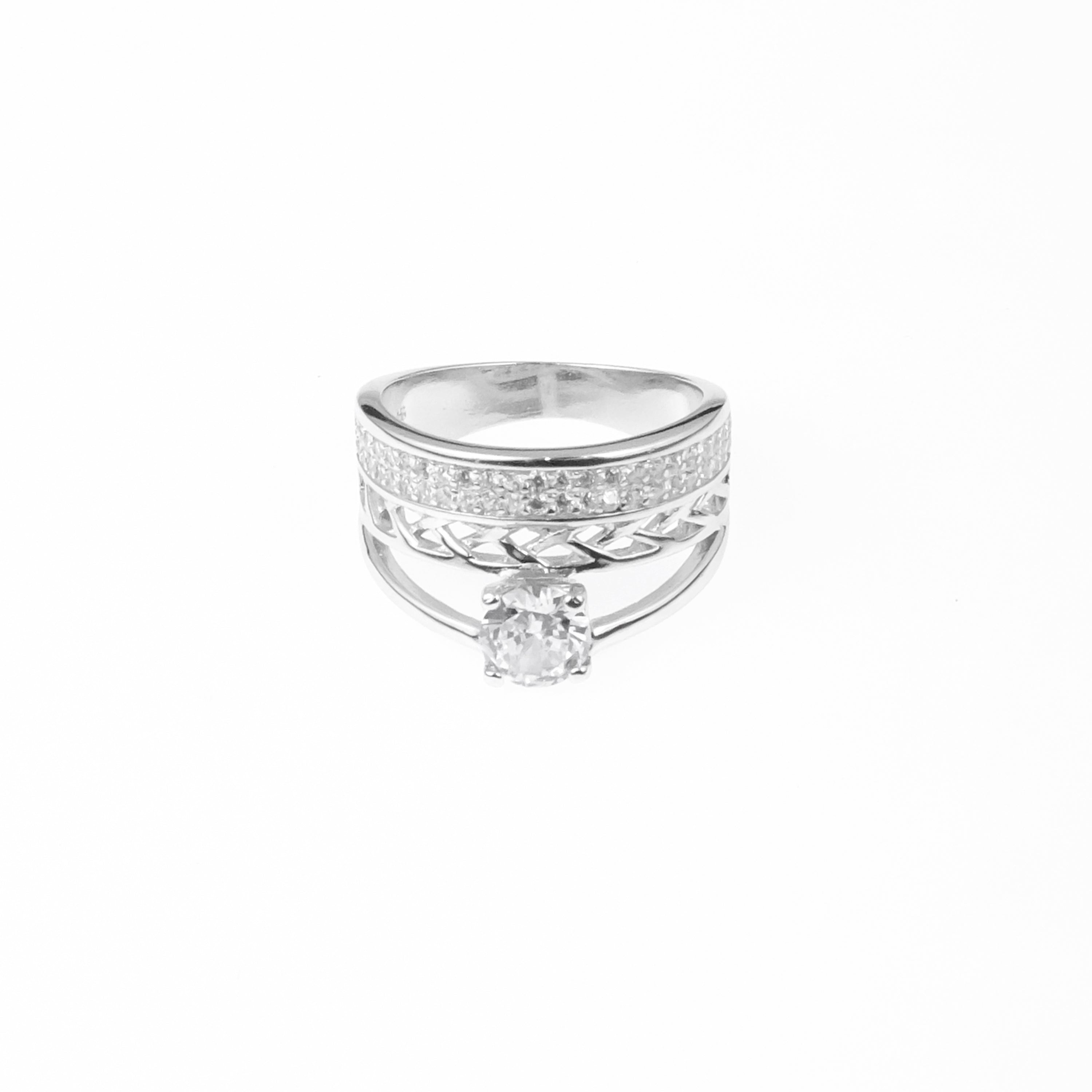 92.5 Sterling Silver Single Stone ladice 3 in 1 Ring