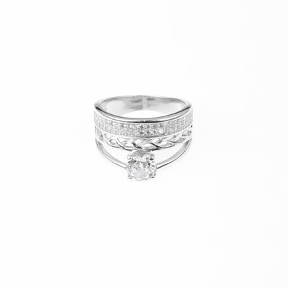 92.5 Sterling Silver Single Stone ladice 3 in 1 Ring