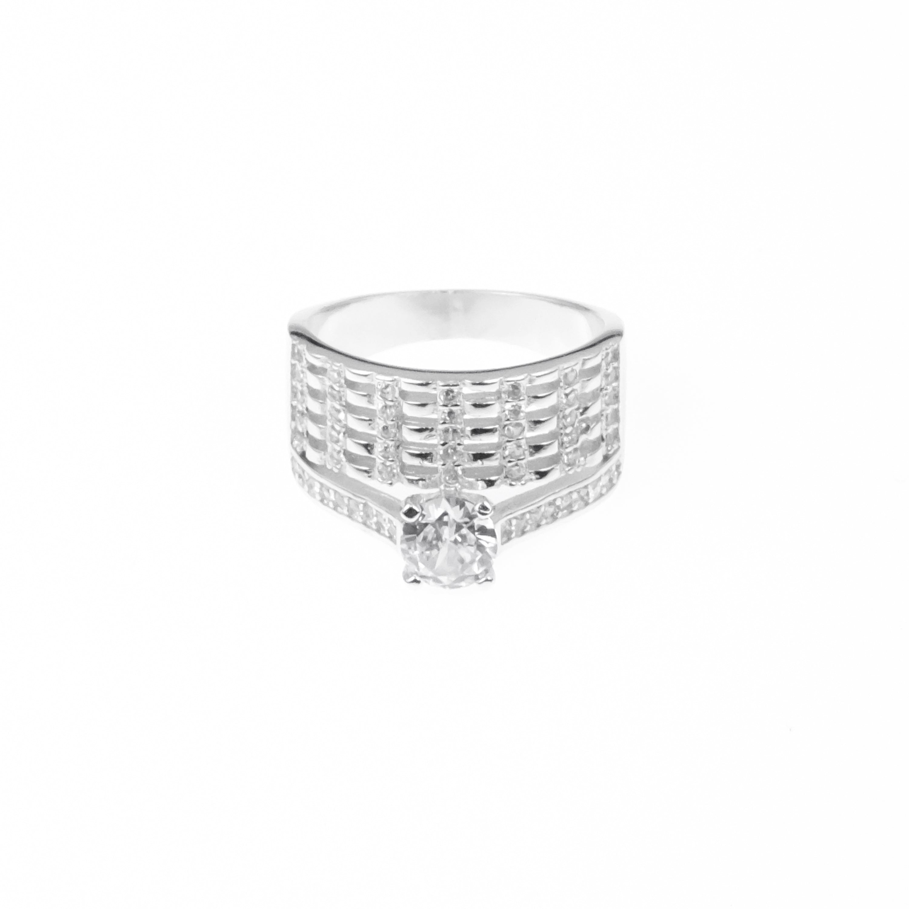 92.5 Sterling Silver Engagement ring & Matching  wedding band