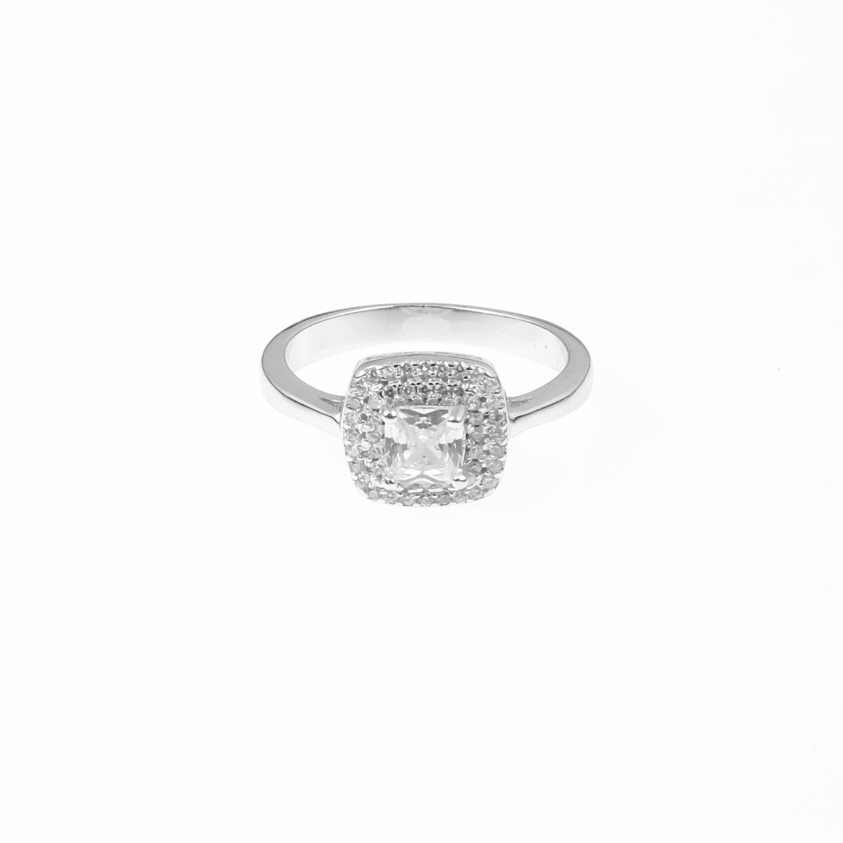92.5 Sterling Silver Single Square Stone ladice  Ring