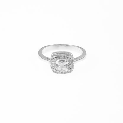 92.5 Sterling Silver Single Square Stone ladice  Ring