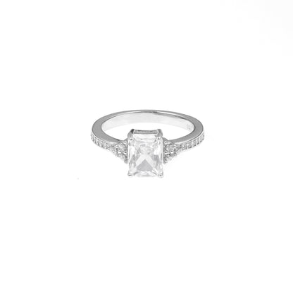 92.5 Sterling Silver Single rectangle Stone ladice  Ring
