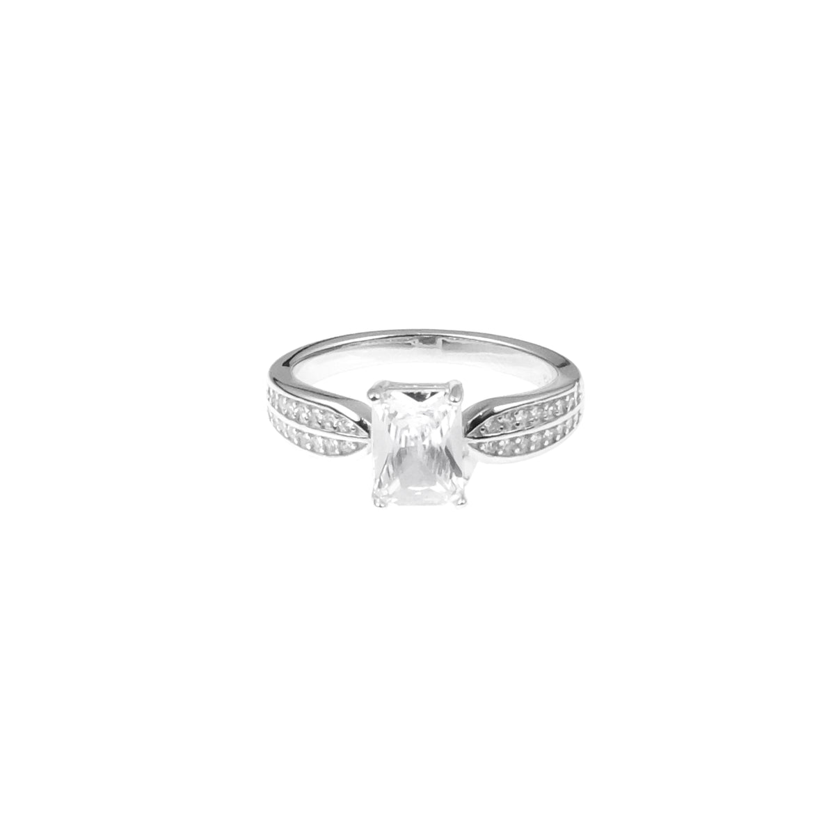 92.5 Sterling Silver Single rectangle Stone ladice  Ring