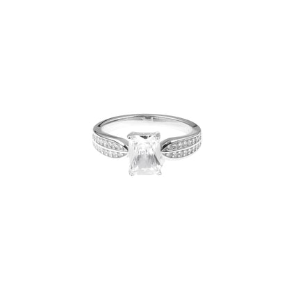 92.5 Sterling Silver Single rectangle Stone ladice  Ring