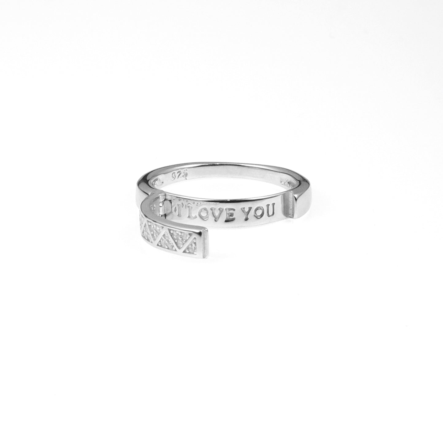 92.5 Sterling Silver ladice Ring 2 in 1 I Love you Ring