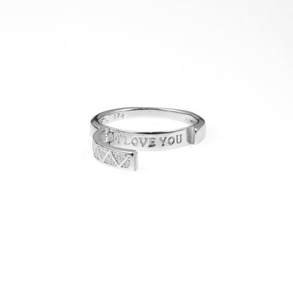 92.5 Sterling Silver ladice Ring 2 in 1 I Love you Ring