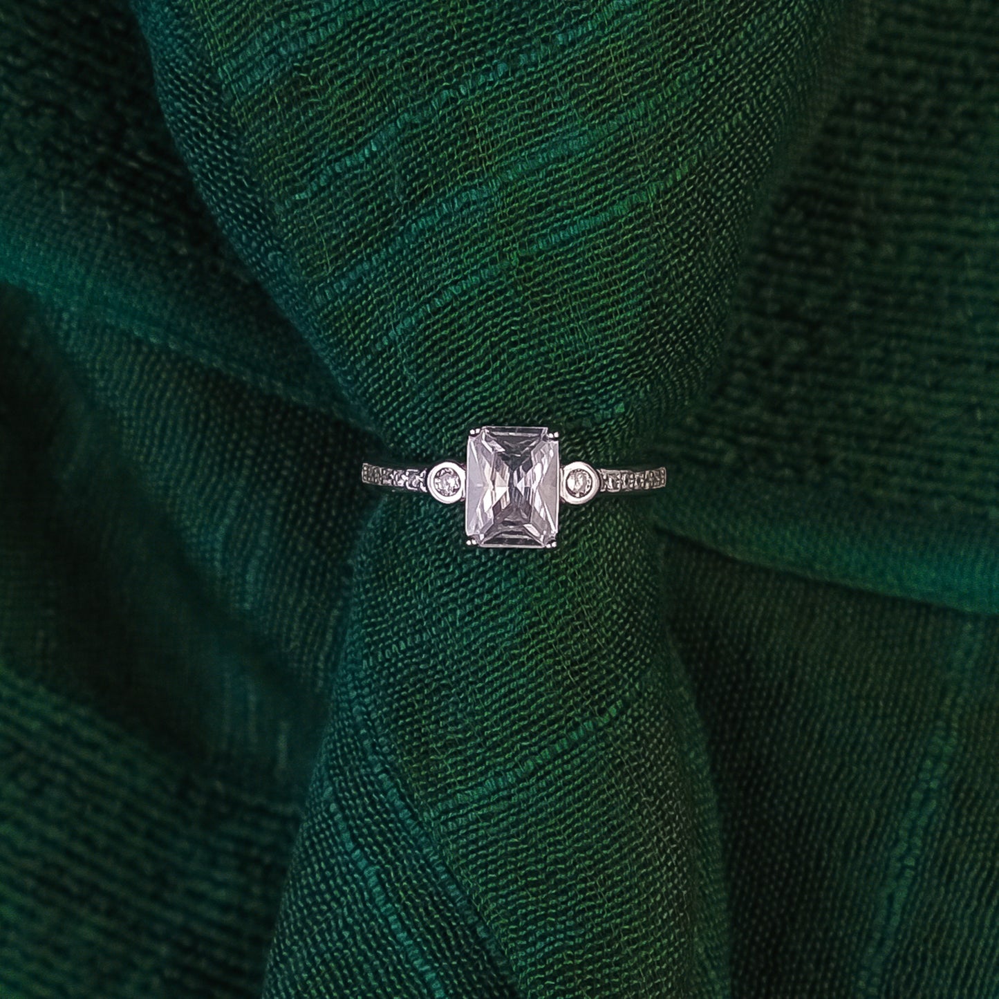 92.5 Sterling Silver Single Square Stone ladice  Ring