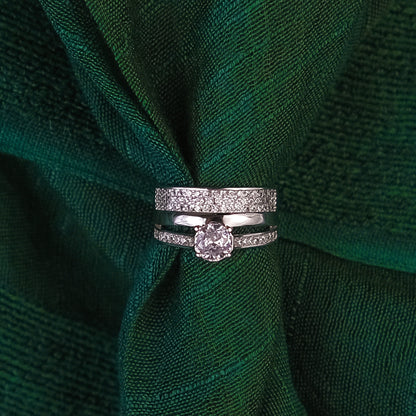 92.5 Sterling Silver Engagement ring & Matching  wedding band