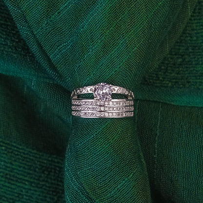 92.5 Sterling Silver Engagement ring & Matching  wedding band