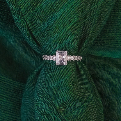 92.5 Sterling Silver Single rectangle Stone ladice  Ring