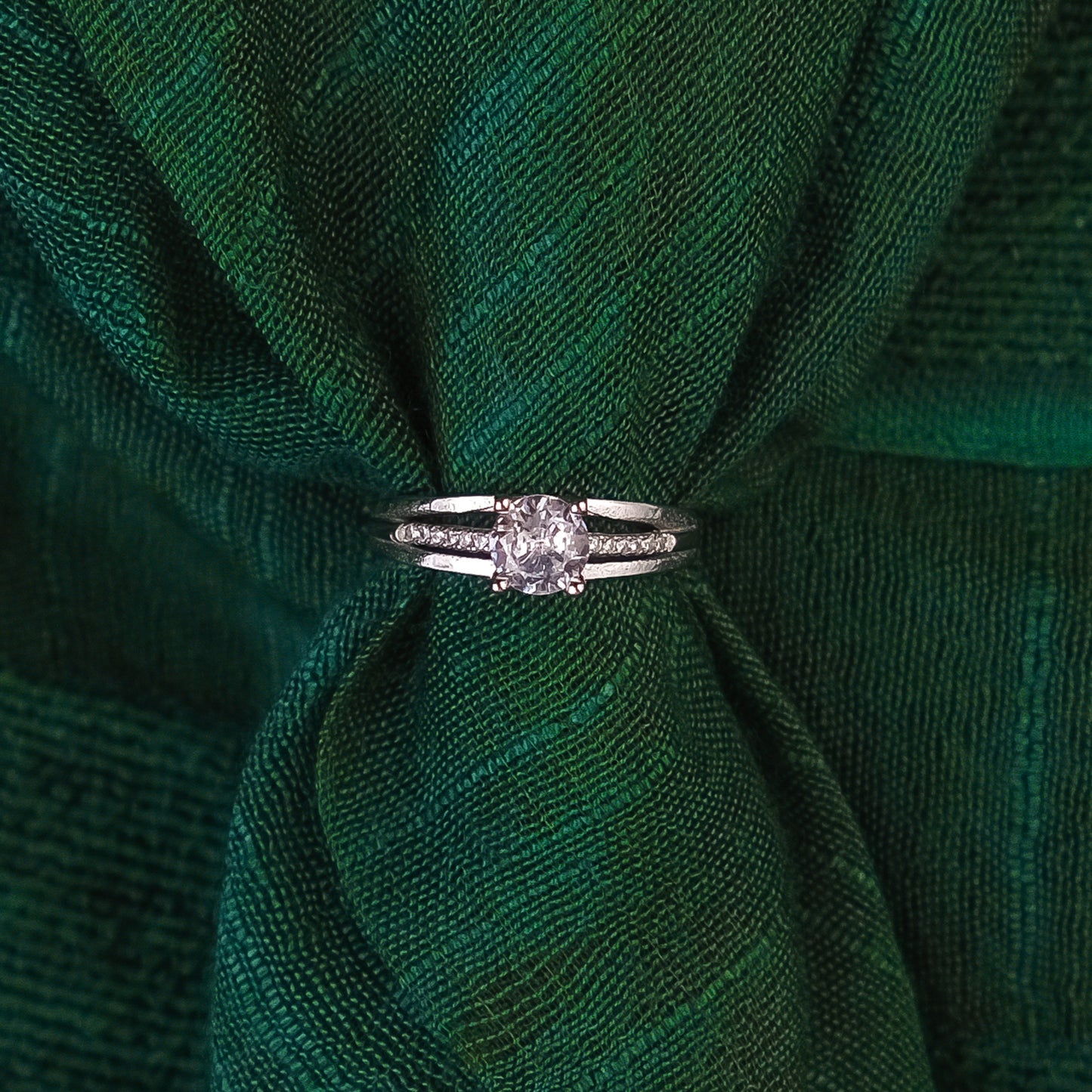 92.5 Sterling Silver Single Stone Wedding  Ring