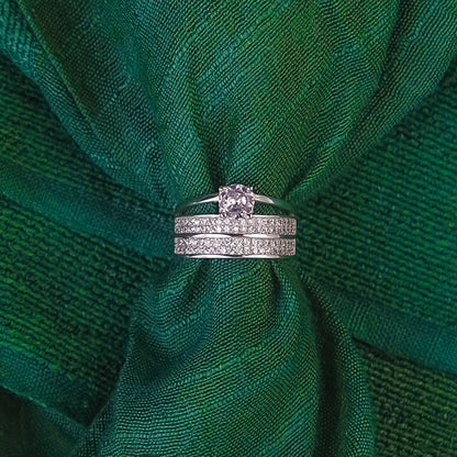 92.5 Sterling Silver Engagement ring & Matching  wedding band